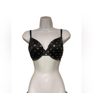 VS PINK black with silver polka dots wear everywhere t shirt bra